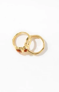 Pacsun 2 Pack Gold Gemstone Rings