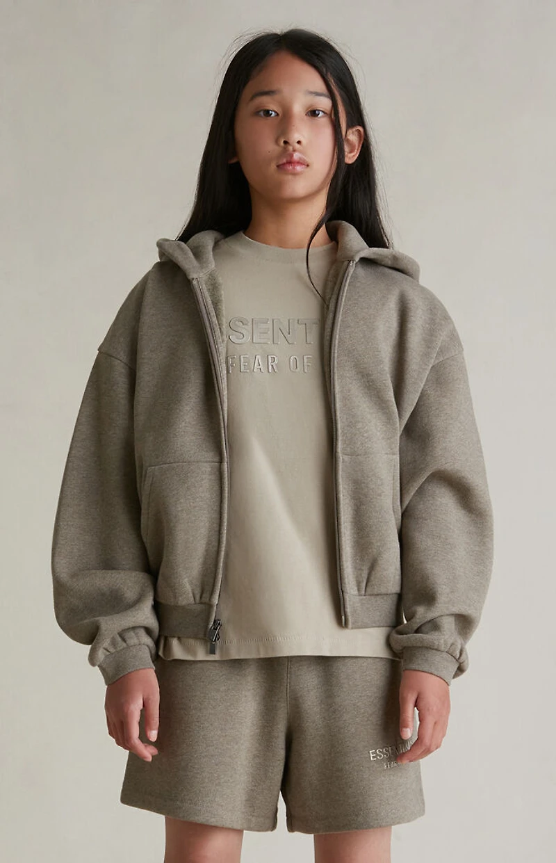 Fear of God ESSENTIALS Kids Homestead Heather Full Zip Fleece Hoodie