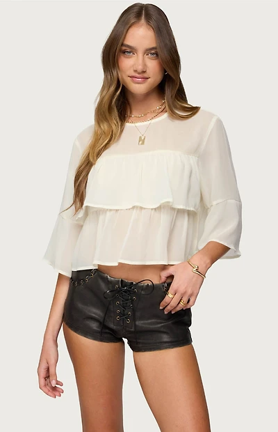 Edikted Missey Ruffled Chiffon Top