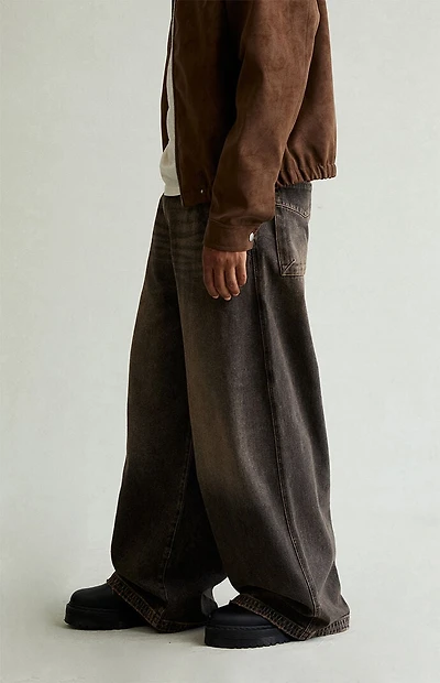 Pacsun Ryder Ultra Baggy Jeans Washed Dark Brown
