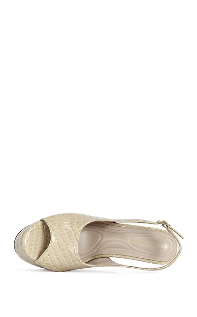 AZALEA WANG Women's Exactly Taupe Croc Stiletto Pumps