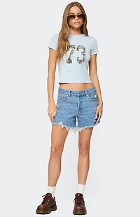Edikted Cale Distressed Low Rise Denim Shorts