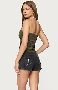 Edikted Liat Ruched Built Bra Tube Top