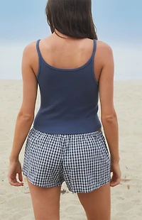 John Galt Blue Beyonca Cropped Tank Top