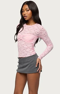 Edikted Rosette Bandeau Sheer Lace Top