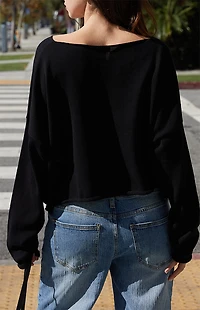 John Galt Black Wide Neck Sweater