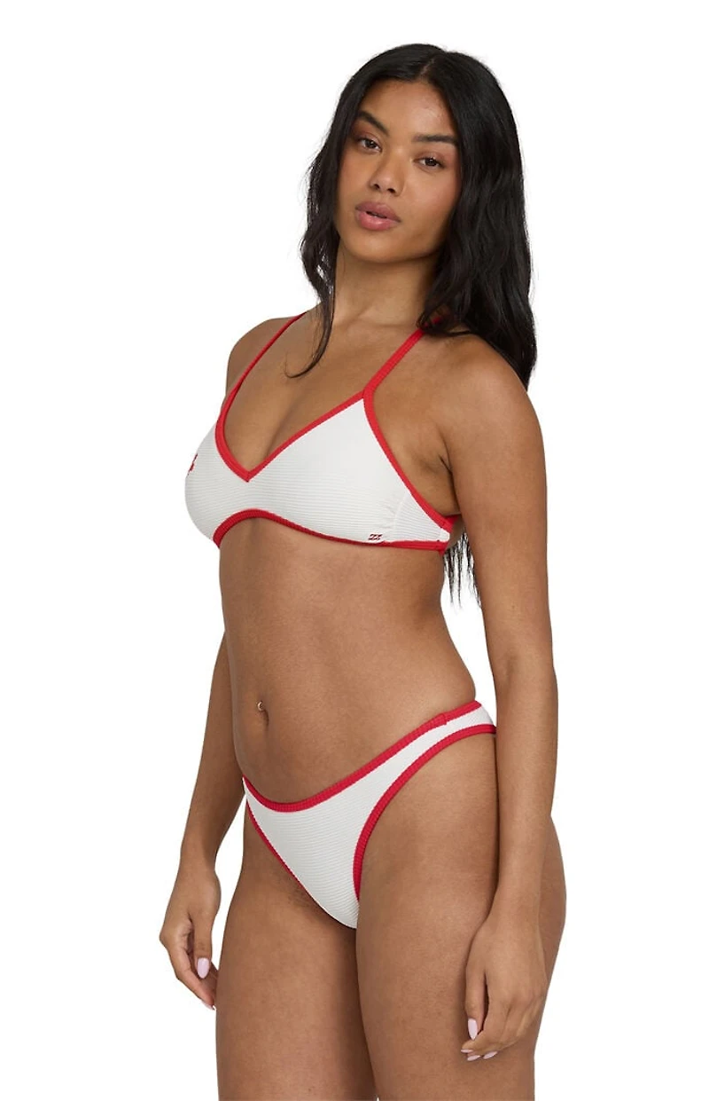 Billabong Red & White Ribbed V Crossback Bralette bikini Top