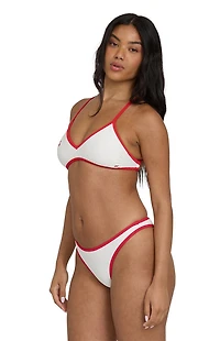 Billabong Red & White Ribbed V Crossback Bralette bikini Top