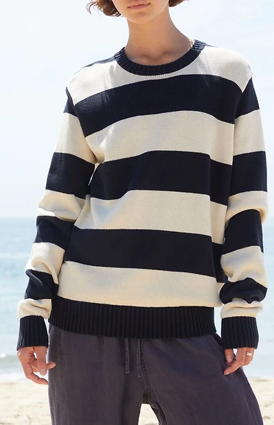 John Galt Navy & White Striped Thick Knit Sweater