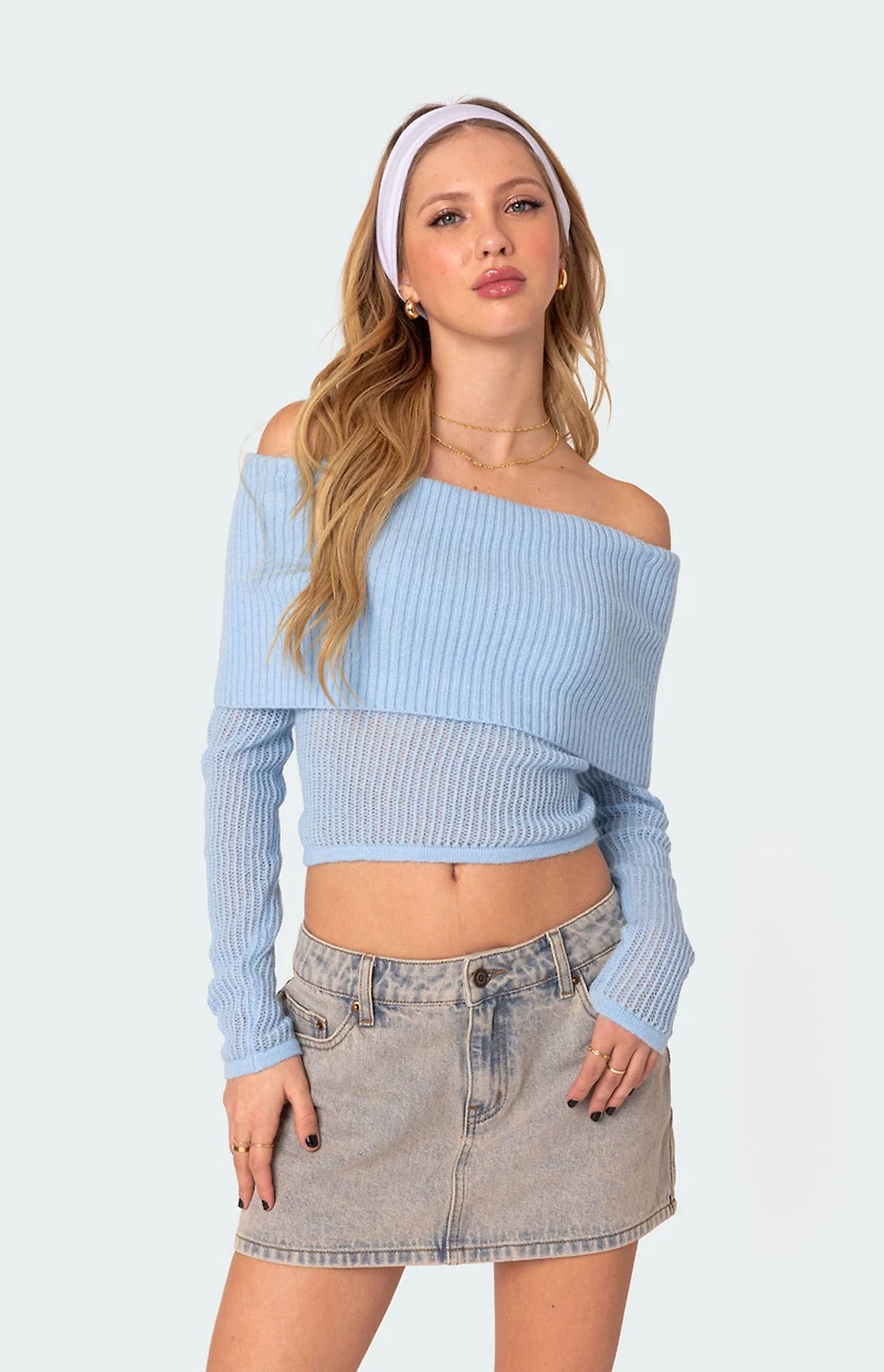 Edikted Lili Fold Over Knit Top