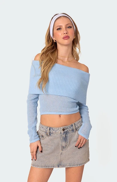 Edikted Lili Fold Over Knit Top