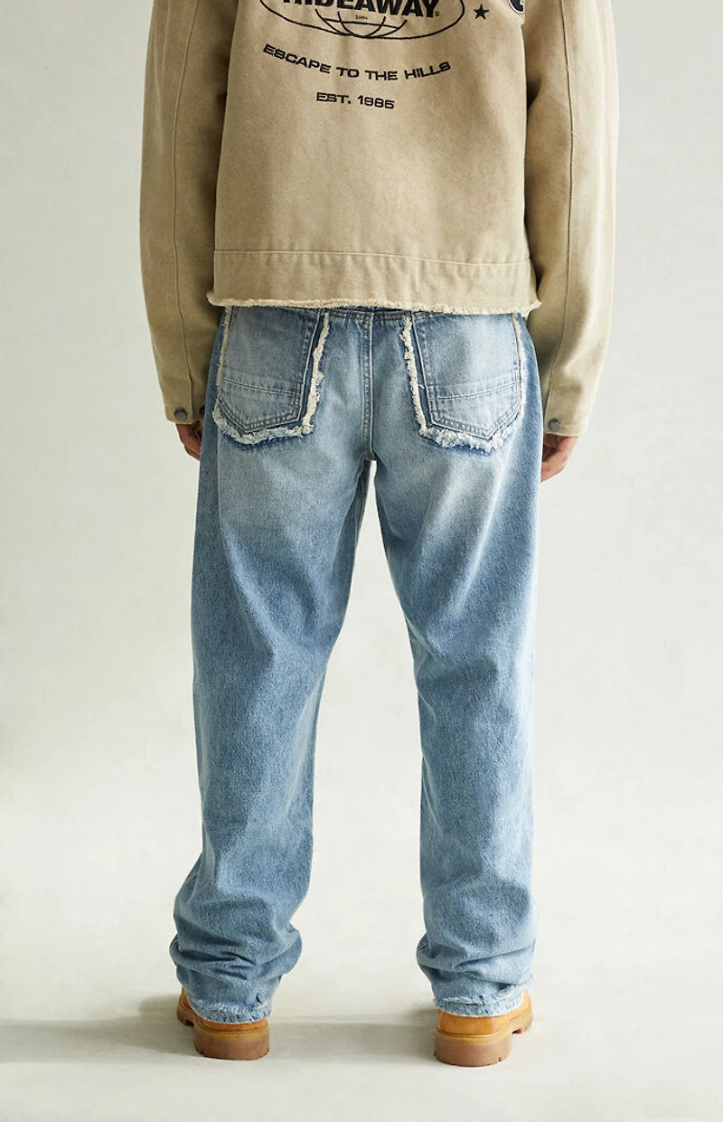 Pacsun Dylan Baggy Jeans Frayed Medium Blue