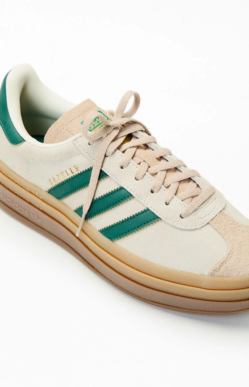adidas Women's Green & White Gazelle Bold Sneakers