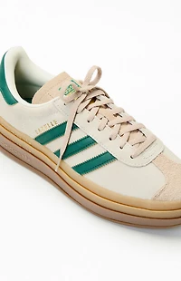adidas Women's Green & White Gazelle Bold Sneakers