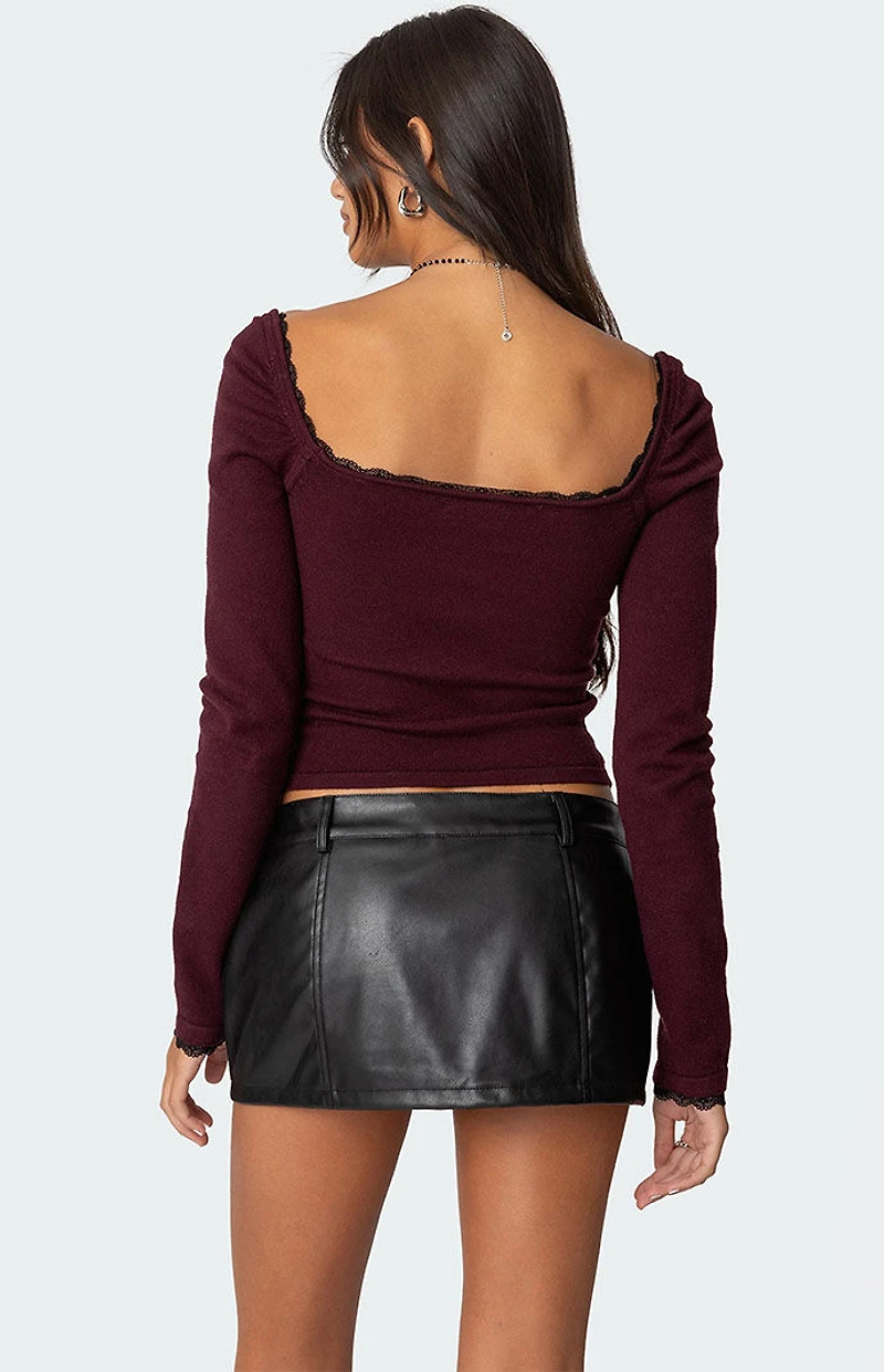 Edikted Ansley Lacey Cable Knit Top