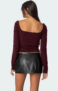 Edikted Ansley Lacey Cable Knit Top