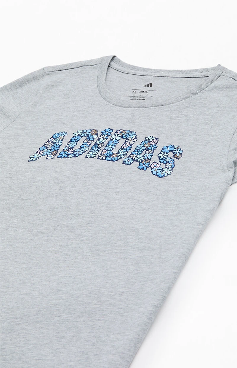 adidas Kids Essential Heather Gray Floral T-Shirt