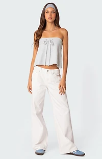 Edikted Caroline Tie Front Strapless Top
