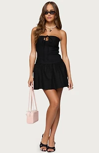 Edikted Cecelie Strapless Drop Waist Mini Dress