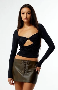 Third Charm Andrea Bead Center Long Sleeve Top