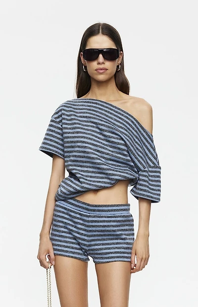 LIONESS Wildlands Grey & Blue One Shoulder Top