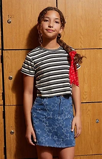 Pacsun Kids Black Striped Ribbed Skimmer T-Shirt