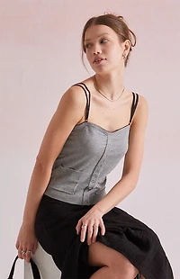 Beverly and Beck Frankie Button Up Sweater Tank Top