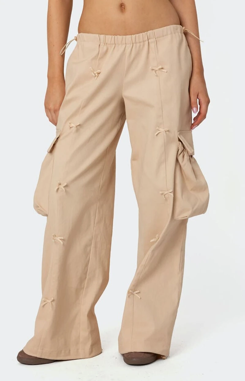 Edikted Bow Trim Cargo Parachute Pants