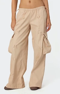 Edikted Bow Trim Cargo Parachute Pants