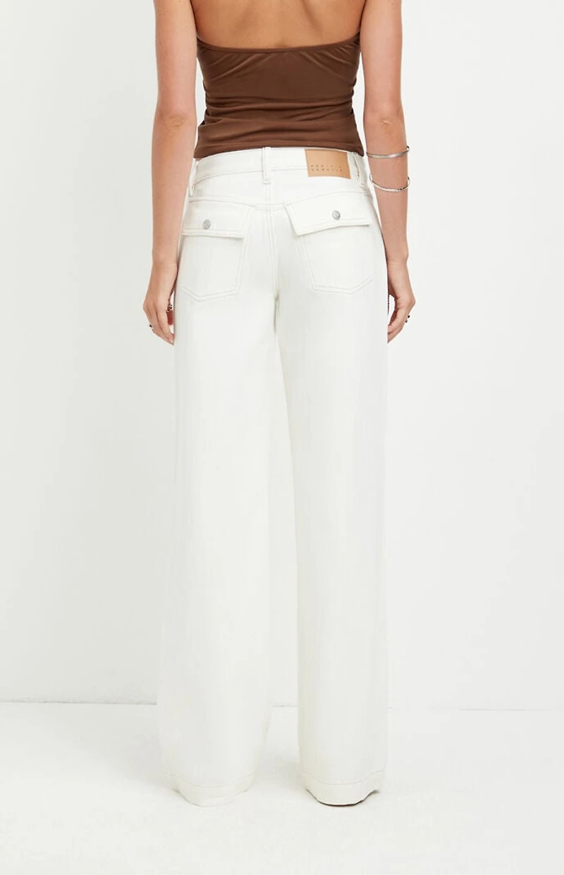Pacsun Casey Low Rise Baggy Jeans Contrast Stitch White