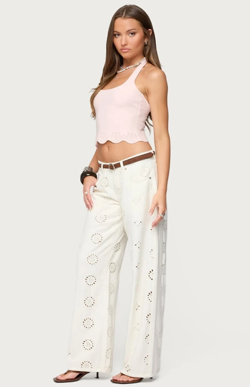 Edikted Jazmyn Scalloped Halter Top