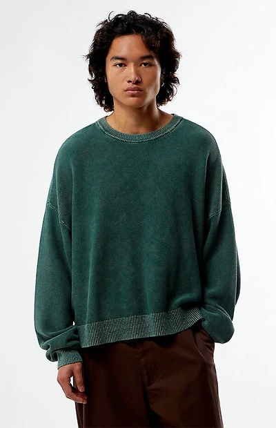 Pacsun Green Textured Crew Neck Sweater