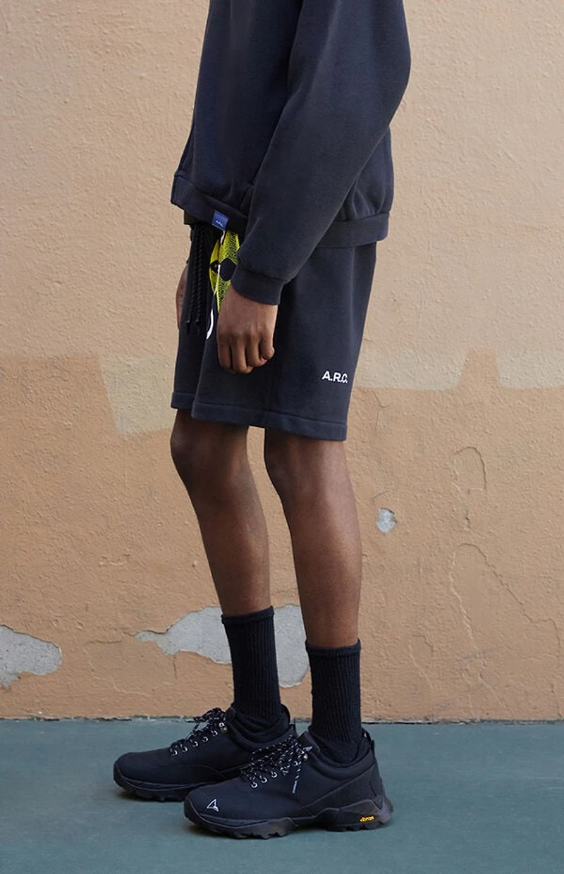 A.R.C. Black Vintage Wash Heavyweight Fleece Sweat Shorts
