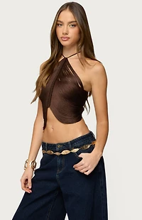 Edikted Hara Fringed Crisscross Backless Top