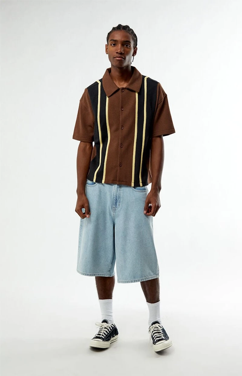 Pacsun Brown Sloan Textured Camp Shirt