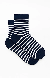 John Galt Navy & White Striped Crew Socks