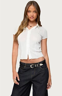 Edikted Geena Semi Sheer Button Up Shirt