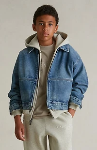 Fear of God ESSENTIALS Kids Classic Blue Denim Trucker Jacket