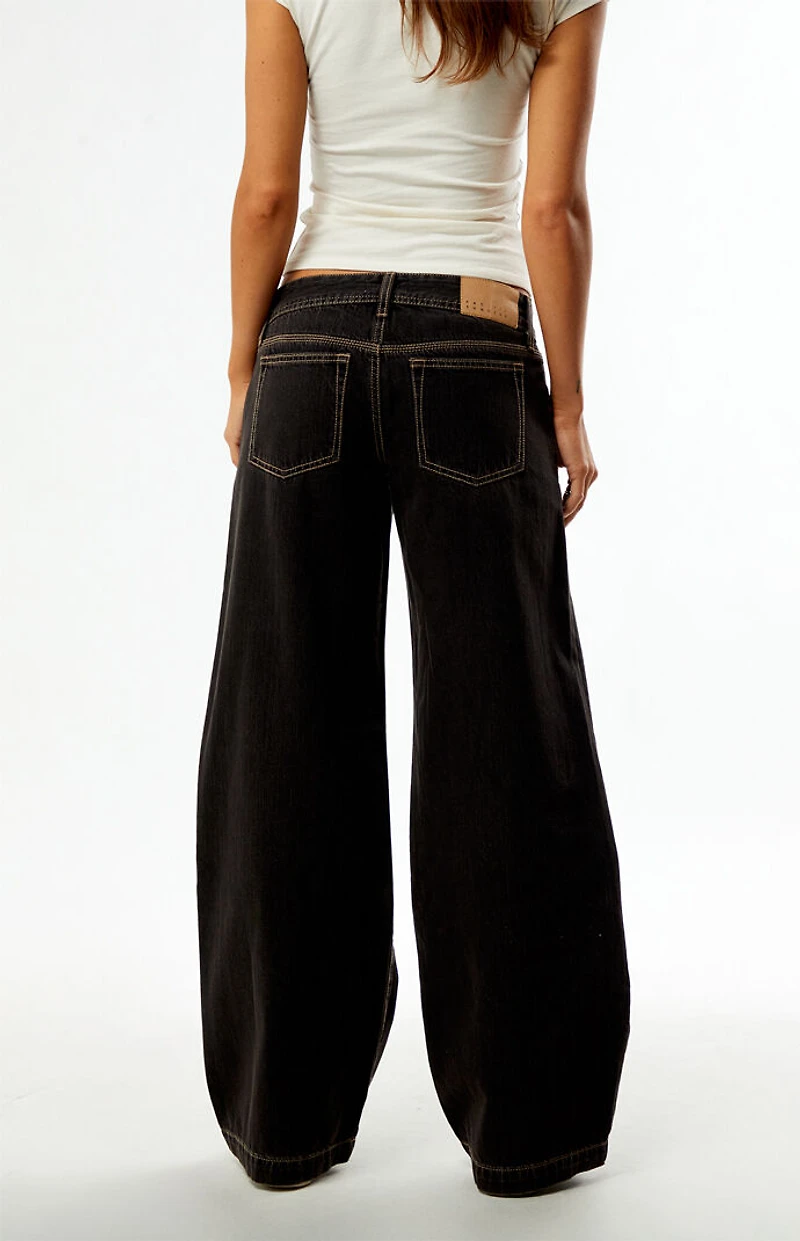 Pacsun Kaia Ultimate Low Rise Baggy Jeans Contrast Stitch Black