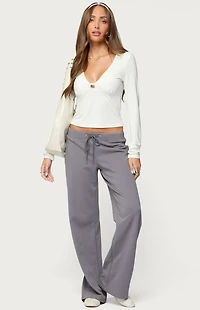 Edikted Lovisa V Neck Long Sleeve Top