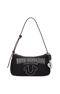 True Religion Bling Logo Black Denim Shoulder Bag