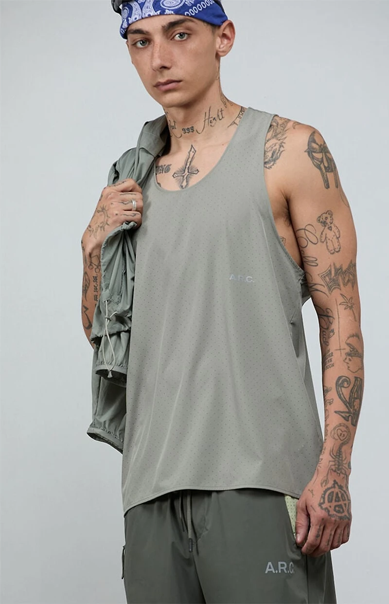 A.R.C. Gray Active Perforated Tank Top