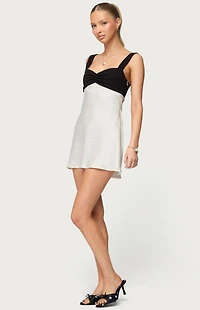 Edikted Petite Contrast Satin Effect Mini Dress
