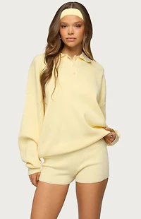 Edikted Lorie Oversized Knit Polo Sweater