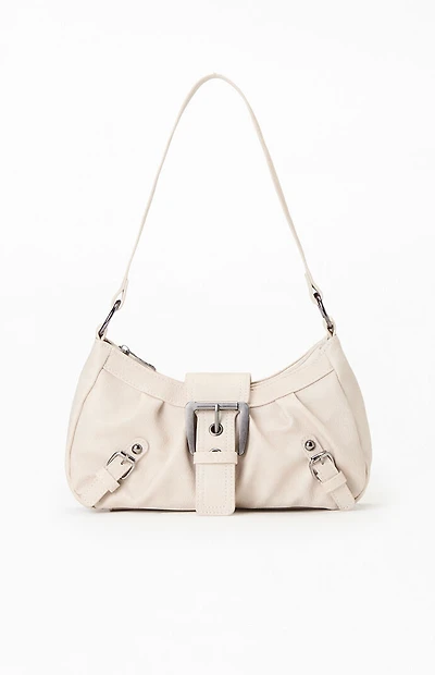 Pacsun Cream Faux Leather Buckle Bag