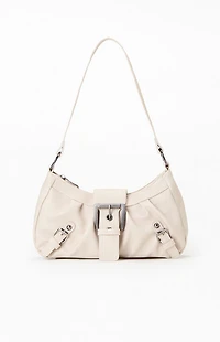 Pacsun Cream Faux Leather Buckle Bag