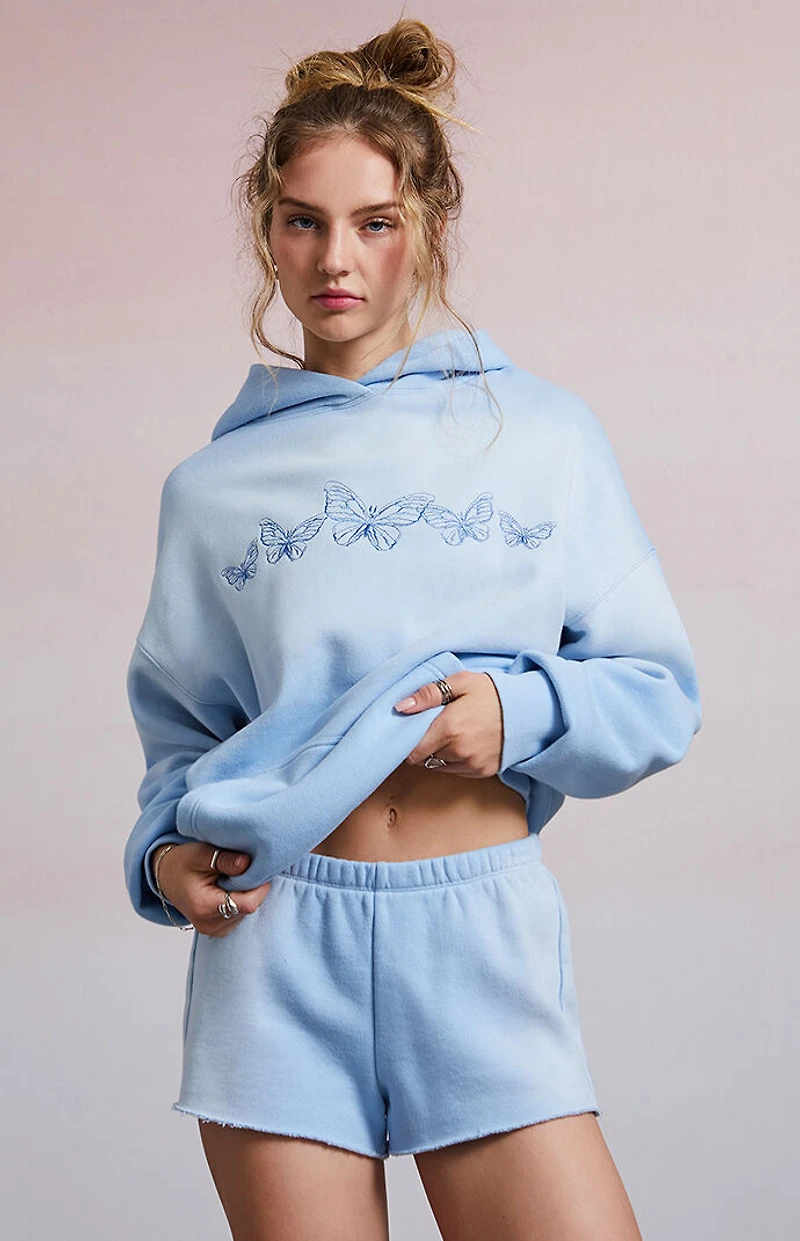 Third Charm Butterflies Embroidered Flow Sweat Shorts