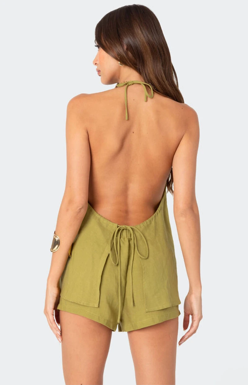 Edikted Arden Linen Look Tie Front Top