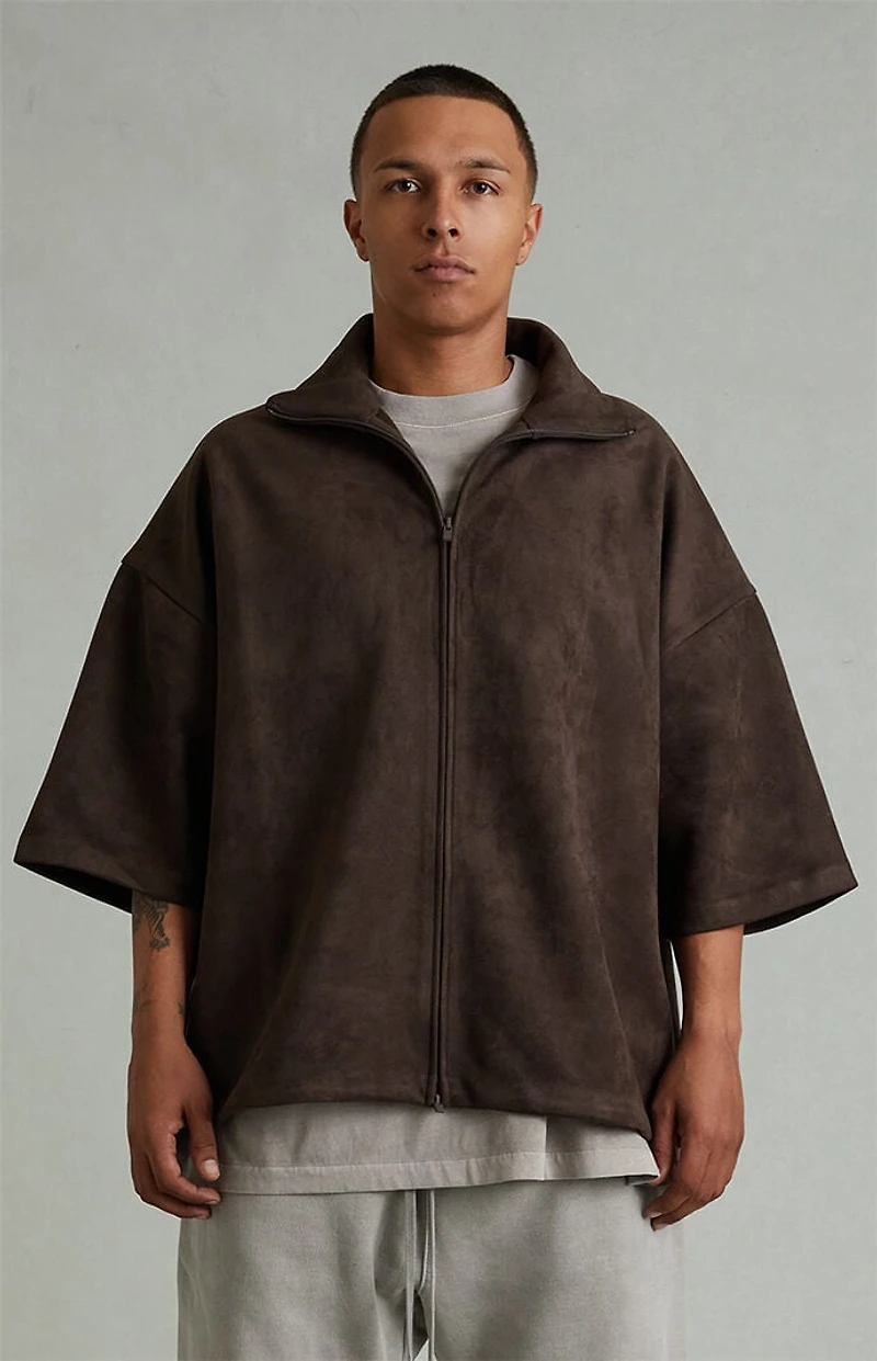 Fear of God ESSENTIALS Brown High Neck 3/4 Sleeve Jacket