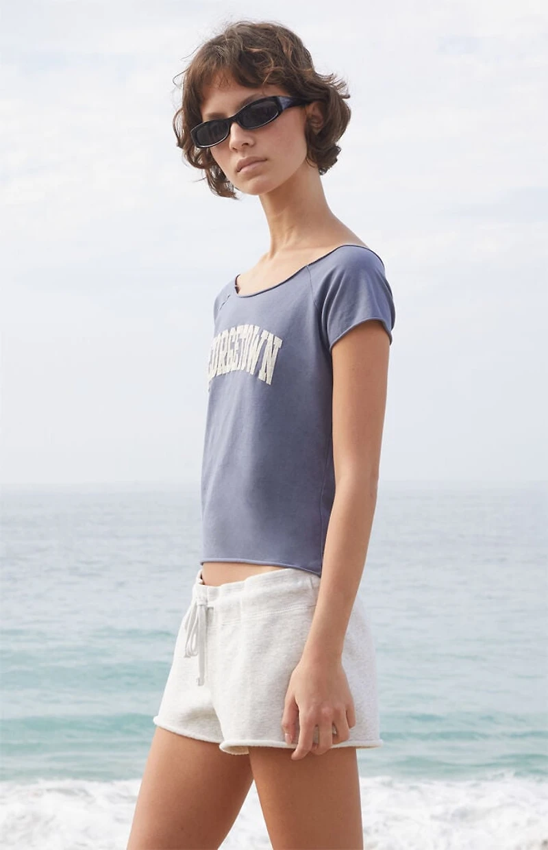 John Galt Navy Bonnie Georgetown Off-The-Shoulder Top